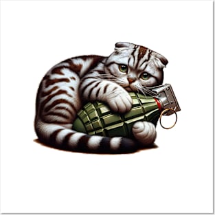 Cat and Grenade Posters and Art